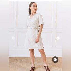 NWOT Size M Cozy Earth Sand Color Coastal Comfort Tencel Linen Wrap Dress